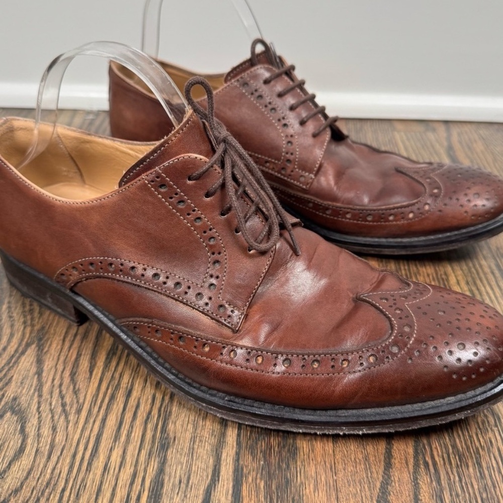Saxone of Scotland brown leather wingtip oxford dress shoes size 7